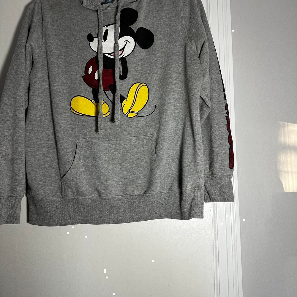 Disney Juniors Sz:XL 15-17 Classic Mickey Mouse Graphic Print Grey Cotton Hoodie